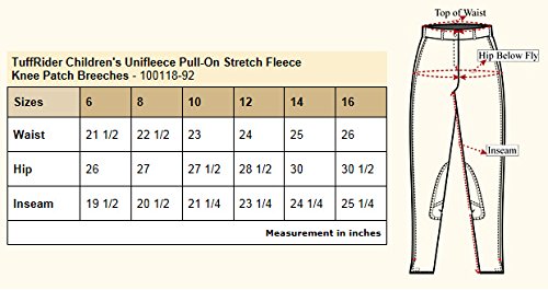 [AUSTRALIA] - TuffRider Children's Unifleece Pull-On Stretch Fleece Knee Patch Winter Breeches 8 Black 