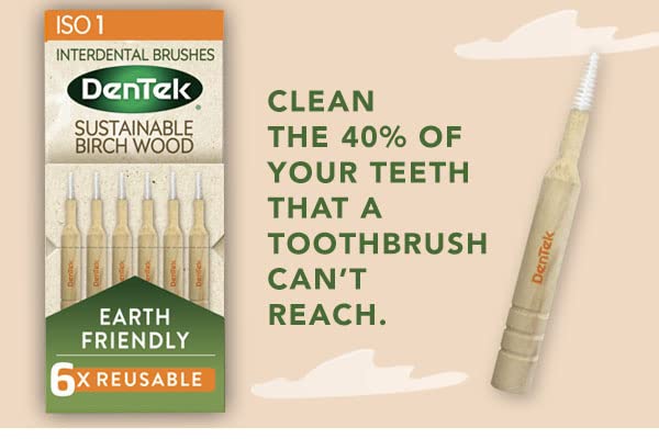 DenTek Earth Friendly Birch Wood - 6 Count x 6 Packs (36 Brushes) Interdental Brushes ISO1/0.45mm - Green - BeesActive Australia