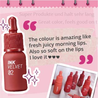 Peripera Ink the Velvet Lip Tint | High Pigment Color, Longwear, Weightless, Not Animal Tested, Gluten-Free, Paraben-Free | Celeb Deep Rose (#02), 0.14 fl oz 0.14 Fl Oz (Pack of 1) 002 Celeb Deep Rose - BeesActive Australia