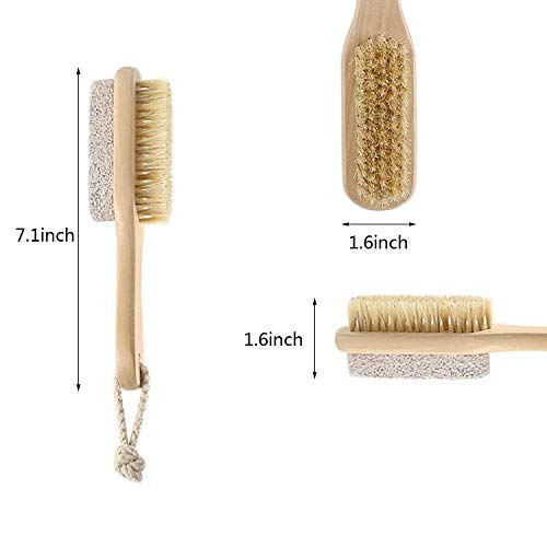 Natural Pumice Stone Combo foot Brush, Body Exfoliating Double Side Soft Bristle Wood Brush, Suitable for SPA Callus Remover, Dry Skin Elbow, Hand or Foot Care, Pack 2 - BeesActive Australia