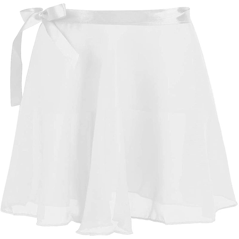 KKmeter Kids Girls Ballet Dance Skirts Sheer Chiffon Wrap for Dancing Skating White 4-6 - BeesActive Australia