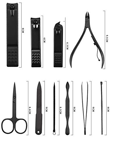 Nail Clippers Set, 18 in 1 Stainless Steel Manicure Set, Professional Pedicure Kit Nail Scissors Grooming Kit with Portable Stylish Leather Case (Black) - BeesActive Australia