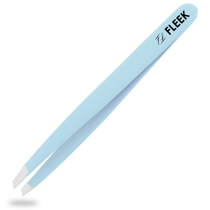 Fleek Eyebrow Tweezers Professional Best Stainless Steel Precision Tweezers Slanted Tweezers for Facial Hair Women & Men (Sky Blue) Sky Blue - BeesActive Australia