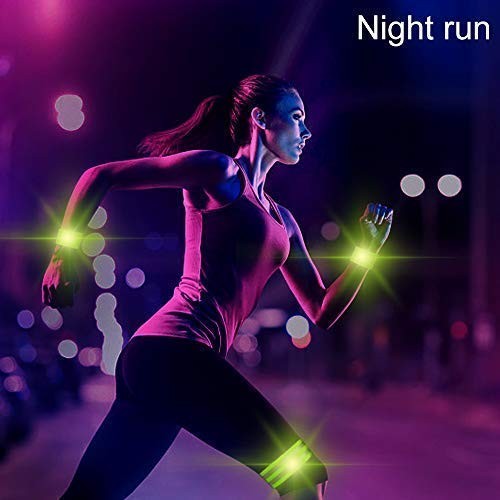Reflective Bands for Wrist, Arm, Ankle, Leg. High Visibility Reflective Gear for Night Walking, Cycling and Running. Safety Reflector Tape Straps. Very Large Reflective Surface Area Green - 4 Bands - BeesActive Australia