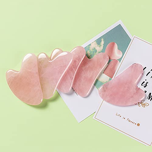 Gua Sha Facial Tool,Gua Sha Stones,Natural Jade Stone Guasha Board for SPA, Gua Sha Scraping Massage Tool on Face, Eye, Neck - Beauty Jade Facial Roller for Slimming Firming (Dark Pink) Dark Pink - BeesActive Australia