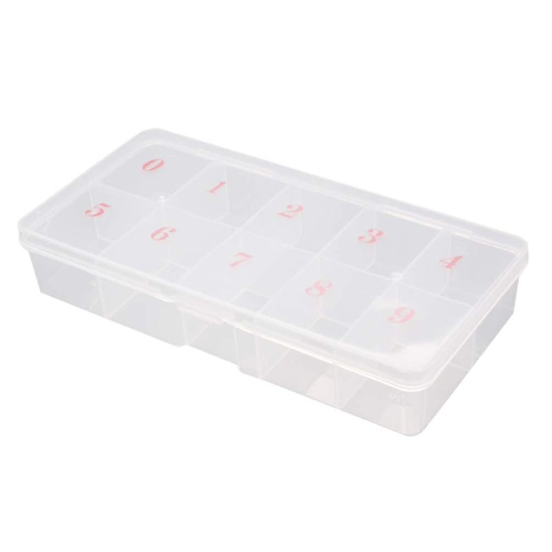 Minkissy 2 pcs False Nail Art Tips Storage Box 10 Grids Plastic Grid Box Storage Organizer with Numbers Earrings Rings Case for Display Collection - BeesActive Australia