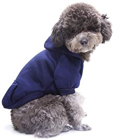 Idepet Pet Dog Hoodies Dog Clothes for Small Dogs Vest Chihuahua Clothes Warm Coat Jacket Autumn Puppy Outfits Cats Dogs Clothing X-Small (Pack of 1) NavyBlue - BeesActive Australia