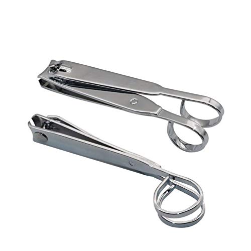 2Pcs EZ Grip Nail Clippers 360-Degree Rotating Head Scissor Grip Nail Clipper Cutter With Handles Carbon Steel Curved Edge Fingernail Toenail Clipper Set Manicure Pedicure Trimmer (Small and Large) - BeesActive Australia