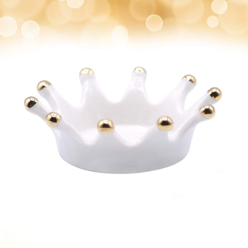 Minkissy Ceramic Nail Art Palette Crown Shape Manicure Palette Color Mixing Pigment Palette Pigment Holder Finger Ring Plate for Art Nail Makeup (White) - BeesActive Australia