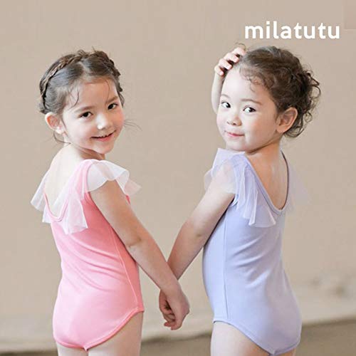 [AUSTRALIA] - MILATUTU Girls Ruffle Sleeve Ballet Leotard Coral Pink Medium 