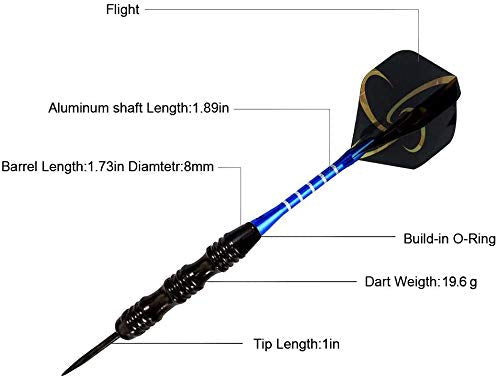 WINSDART Steel Tip Darts Set 12 Pack 22 Grams with Nonslip Iron Barrel Aluminum Dart Shafts 2 Style Flights and Darts Sharpener, Gift Box Darts-A - BeesActive Australia