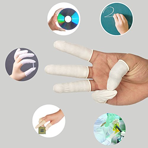 Disposable Latex Finger Cots Rubber, 140g(Approx 205PCS) Fingertips Protective Finger Art Latex Tissue Finger Cot (White) 205 Pcs - BeesActive Australia