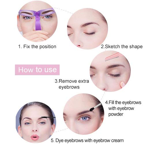 Eyebrow Stencils, Eyebrow Template, Eyebrow Shaping Kit, 8 Styles Reusable Eyebrow Stencil with Handle and Strap, Washable (Come with 1 Eyebrow Pencil) - BeesActive Australia