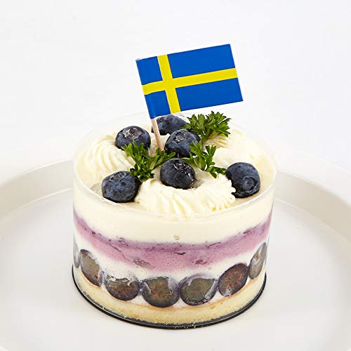 JAVD CYPS 100 Pcs Sweden Flag Swede Toothpick Flags, Small Mini Stick Cupcake Toppers Swede Flags,Country Picks Party Decoration Celebration Cocktail Food Bar Cake Flags - BeesActive Australia