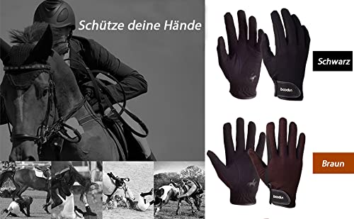 AICTIMO Horse Riding Gloves Equestrian Gloves Horseback Gardening Mittens Outdoor Professional Riding Gloves Black Medium - BeesActive Australia