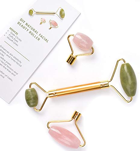 Jade Rose Quartz Roller Kit with 3 Changeable Heads | Face Facial Roller - BeesActive Australia