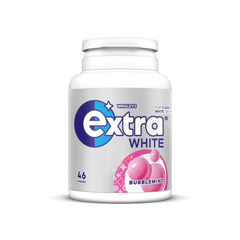 Wrigley's Extra White Bubblemint Sugarfree Chewing Gum, Bubblemint Flavour, Bright Smile, With Xylitol, Helps with Oral Hygiene for Healthy Teeth & Gums, 6 x 46 Packs 46 Count (Pack of 6) - BeesActive Australia
