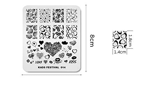 KADS Nail Art Image Stamping Plates Valentine's Day Love Heart DIY Manicure Template Image Plate for Nail (FE014) FE014 - BeesActive Australia