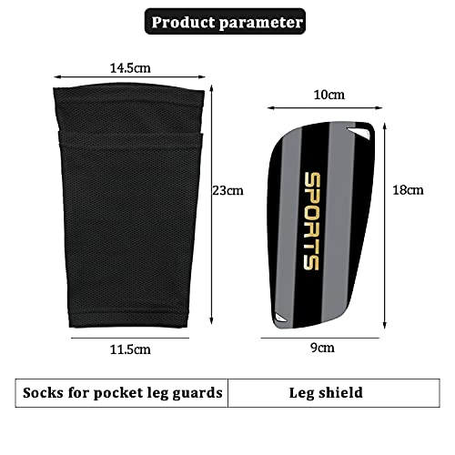 1Set Black Soccer Shin Guards for Kids Youth Adult with Elastic Pocketed Compression Calf Sleeves for Football Games EVA Cushion Protection Reduce Shocks and Injuries (18 cm x 10 cm) - BeesActive Australia