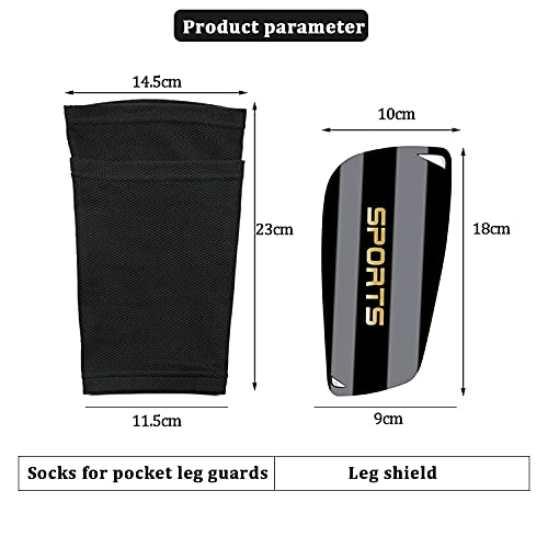 QUUPY Soccer Shin Guards,Youth Football Calf Socks,Used in Adults and Teenagers,Black,18 cm x 10 cm - BeesActive Australia