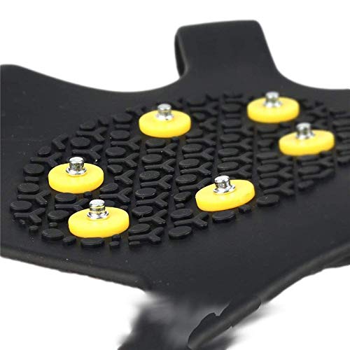 Rimin Ice Traction Cleats, Ice Grips Non-Slip Over Shoe/Boot Rubber Spikes Crampons with 10 Steel Studs Crampons + 10 Extra Replacement Studs Strong Black Small - BeesActive Australia