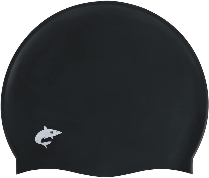 Silicone Swim Caps for Long Hair, Cover Ears Swimming Caps with 3D Ear Pockets or Adult Youths, Flexible Waterproof Swimming Caps for Women #1 Basic-black - BeesActive Australia