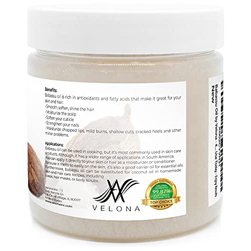 Babassu Oil by Velona - 4 oz | 100% Pure and Natural Carrier Oil | Refined, Cold Pressed | Face, Hair, Body & Skin Care and Cooking | Use Today - Enjoy Results - BeesActive Australia