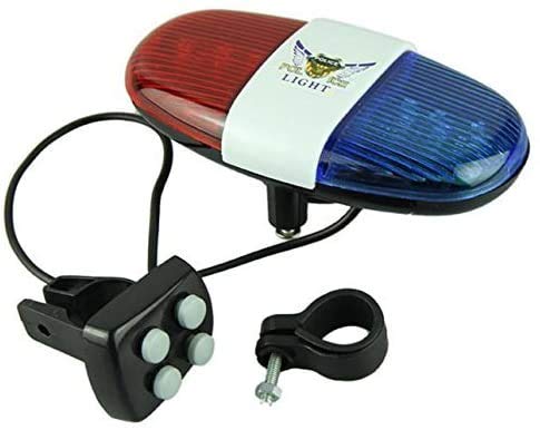 HaetFire Bicycle Police Sound Light Bike LED Light Electronic Horn Siren Horn, 6 LED Light 4 Sounds Trumpet Cycling Horn Bell Siren, Warning Safety Light Waterproof Bicycle Police Light - BeesActive Australia