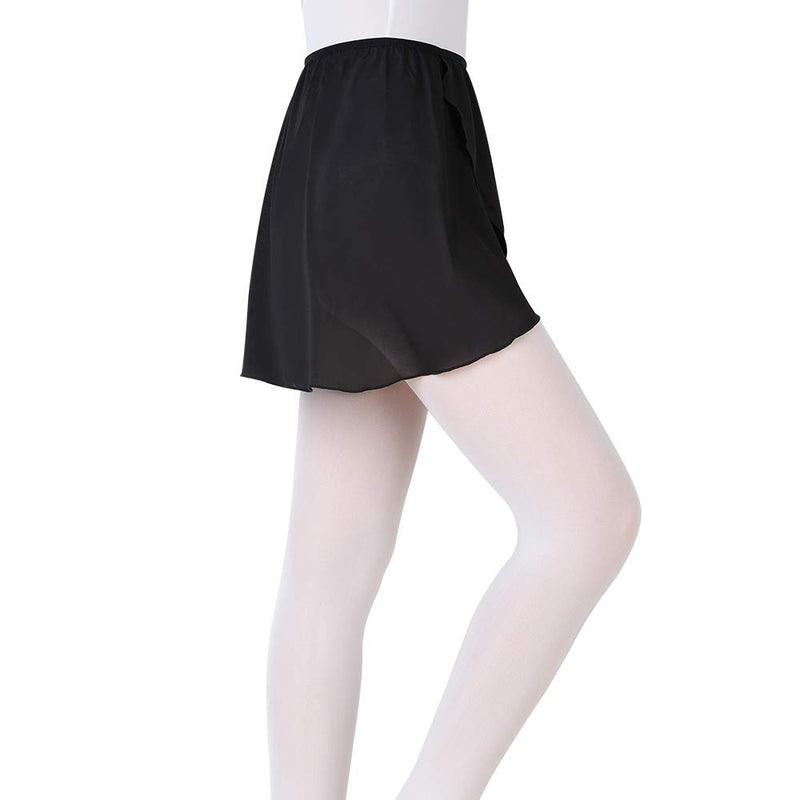 [AUSTRALIA] - FNYIVDNY Ballet wrap Skirt Chiffon Dance Skirt with Elastic Waistband for Girls&Women Black large(Height:4.92-5.58ft,Waist:21-31in) 