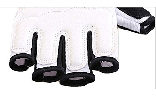 [AUSTRALIA] - Baselay Taekwondo Gloves, WTF Approved Muay Thai Sandbag Boxing Training Punching Bag Half Mitts Sparring Martial Arts Karate Fighting Half Finger Glove for Men Women Kids White Medium 