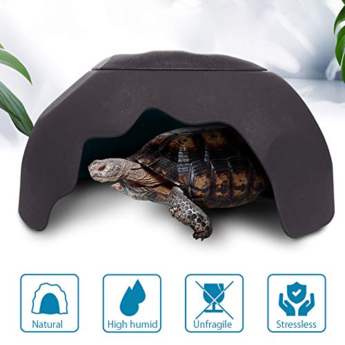 TINTON LIFE Reptile Hideouts Box with 2 Ceramic Sinks to Increase Humidity Terrarium Reptile Hide Habitat Humidify Cave for Turtle Lizard Tortoise Amphibians Snake, 9.8x5.9x5.9 Coffee - BeesActive Australia