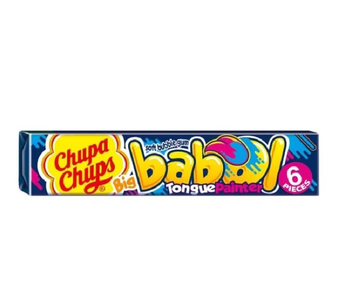 Chupa Chups Big Babol Bubble Gum - Blue Raspberry Tongue Painter (6 Gums Per Pack, 20 Packs) - BeesActive Australia