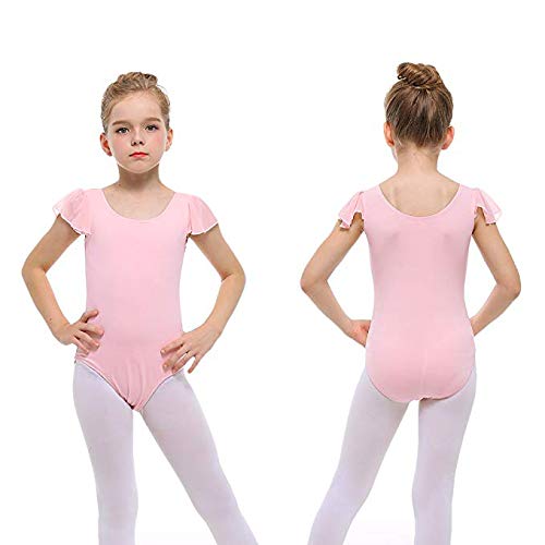 STELLE Girl's Cotton Ruffle Short Sleeve Leotard for Dance, Gymnastics and Ballet (Toddler/Little Girl/Big Girl) 2-3T Ballet Pink - BeesActive Australia