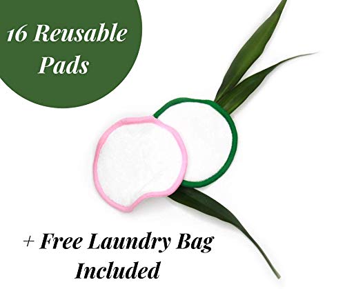 EVXO's Reusable Organic Makeup Remover Pads (16 Pack) with Laundry Bag Included - Bamboo Microfiber Washable Cloth for Eye and Skin Cleaning and Toner Application - BeesActive Australia