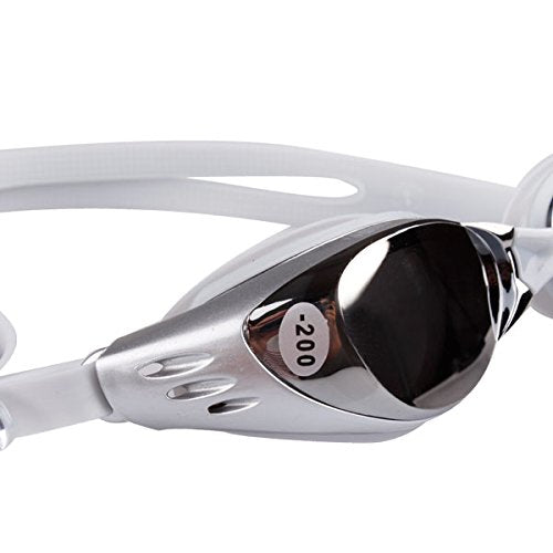 [AUSTRALIA] - REIZ M301-SL-200 Waterproof Antifog Coating Myopia Eyewear Goggles Swimming Glasses 200 Degrees - Silver 