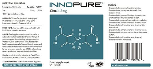 ZINC Tablets 50mg - High Strength Supplement, One a Day, Easy to Swallow Tablet - 120 Tablets, 4 Months Supply - BeesActive Australia