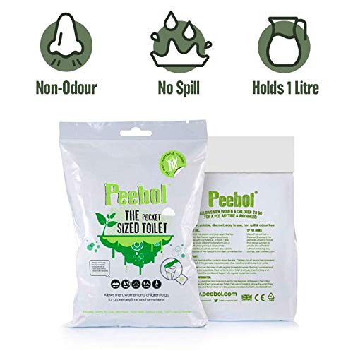 Peebol by SHEWEE – The Pocket-Sized Toilet – Rapidly Turns 1L of Urine into an Odourless & Solid Gel. Made in the UK, Disposable Urinal Bag for Everyone. Festival, Camping, Car & Travelling Essentials 8 Pack - BeesActive Australia