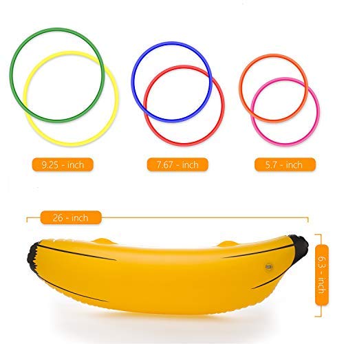 [AUSTRALIA] - June Fox Inflatable Banana Ring Toss Game for Bachelorette Party, Bridal Shower Decorations for Engagement Party, Lingerie Party (2 Pieces 26" Bananas & 6 Pcs Toss Rings) 