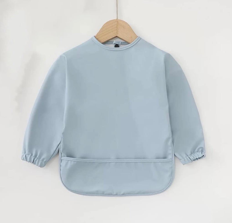 Blumie Baby Bibs with long sleeves, waterproof wipe clean cape for weaning, painting apron for infants and toddlers 6-36 months Blue - BeesActive Australia