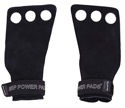 [AUSTRALIA] - Leather Hand Grips Gymnastics Constraining Pull-ups Weightlifting WODs Men & Women Workout Gloves Weightlifting Full Palm Protection Handgrips from Rips & Blisters Medium 4.25-5.0" Black 