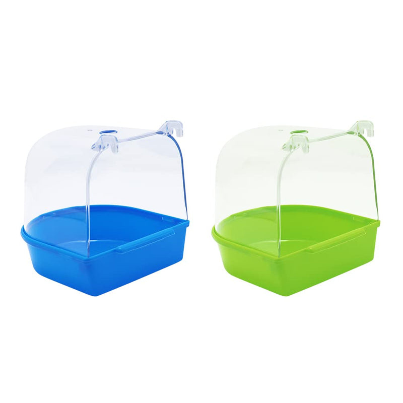 Bird Bath Shower Box Hanging Parrot Bathtub Bowl Cage with Hooks Birdcage Cage Accessory Bathing Tub Suitable for Small Birds Parakeet Canary Budgies Parrot (Random Color) One-Piece - BeesActive Australia