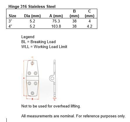 [AUSTRALIA] - 2 Pieces Stainless Steel 316 Hinge 3" Marine Grade 