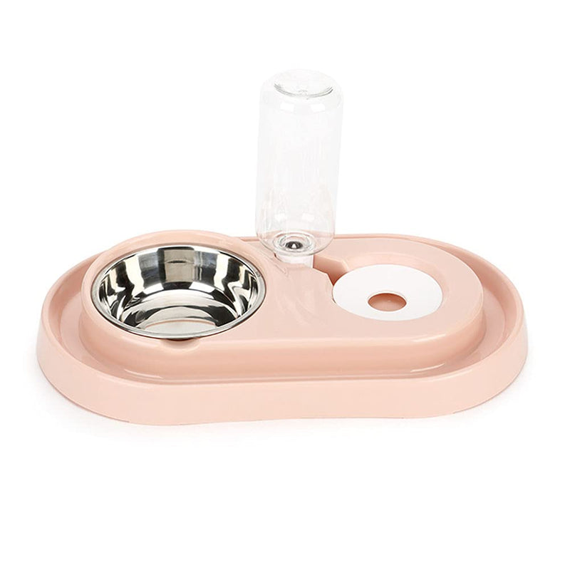 Love Dream Double Dog Cat Bowls, Stainless Steel Dog Bowl Cat Food Bowls and Water Feeder with Automatic Water Bottle for Small Medium Dogs and Cats Pink - BeesActive Australia