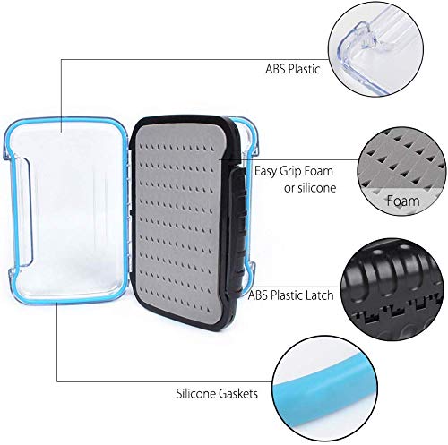 Dr.Fish Fly Fishing Box Flies Case Waterproof Double Sided Transparent Lid Lightweight Deep Slot Easy Grip Slit Foam/Silicone Grip XS: 3.9 x 2.9 x 1.4inches - BeesActive Australia