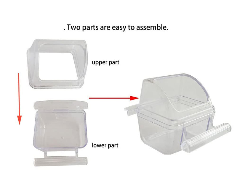 Pack of 4 Bird Feeders for Cage & Food Holder ,No Mess Parakeet Food Bowl with Cover, Clear Hanging Parrot Water Dispenser Perch Cup Waterer ,Bird Dishes Seed Cage Cups, Slot Replacement Feeder Bowls Clear Transparent - BeesActive Australia