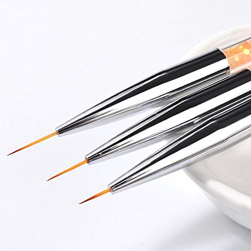 BNP 3Pcs/set Nail Art Line Brush Glitters Acrylic Ultra-thin Liner Drawing Painting Pen Flower Stripes Nail Art Manicure Tools - BeesActive Australia