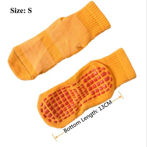 Leeshow 4Pairs Non Slip Trampoline Socks for Kids, Anti Skid Gripy Floor Socks for Exercises, Gym, Yoga and Pilates Yellow,orange,pink X-Small - BeesActive Australia