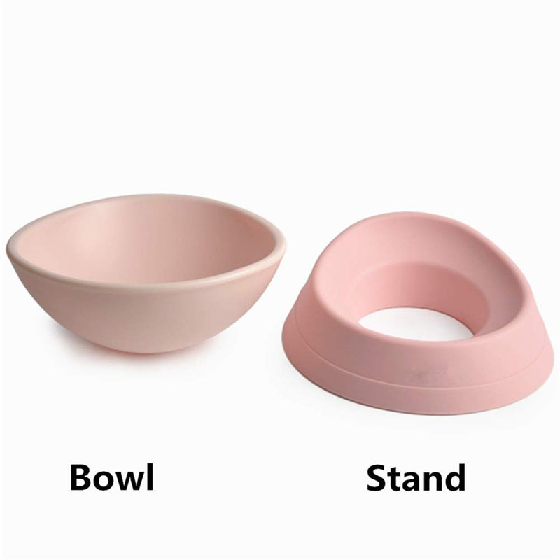JWPC Bulldog Bowl Anti-Slip Dog Cat Dish Detachable Rubber Dog Bowl Pet Sterile Tilted Pet Feeder Slope Base White - BeesActive Australia
