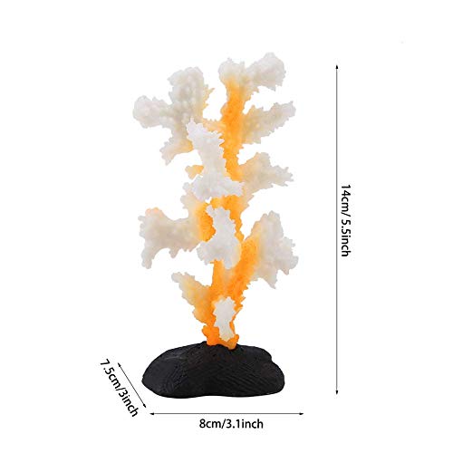 Hffheer Aquarium Artificial Coral, Fish Tank Artificial Coral Simulation Plant Luminous Silicone Coral for Fish Tank Landscape Decoration Aquarium Ornaments Yellow - BeesActive Australia
