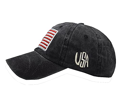 Adjustable Baseball Cap American Flag Hat Headdress Outdoor Sports Cap Peaked Cap Cotton Black - BeesActive Australia